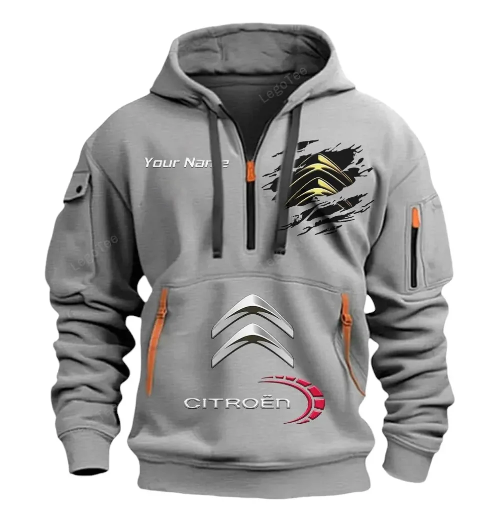 City Car Hoodie Half Zipper, Supporter Style Half-Zip Hoodie CAR113 - Gray - Image 2