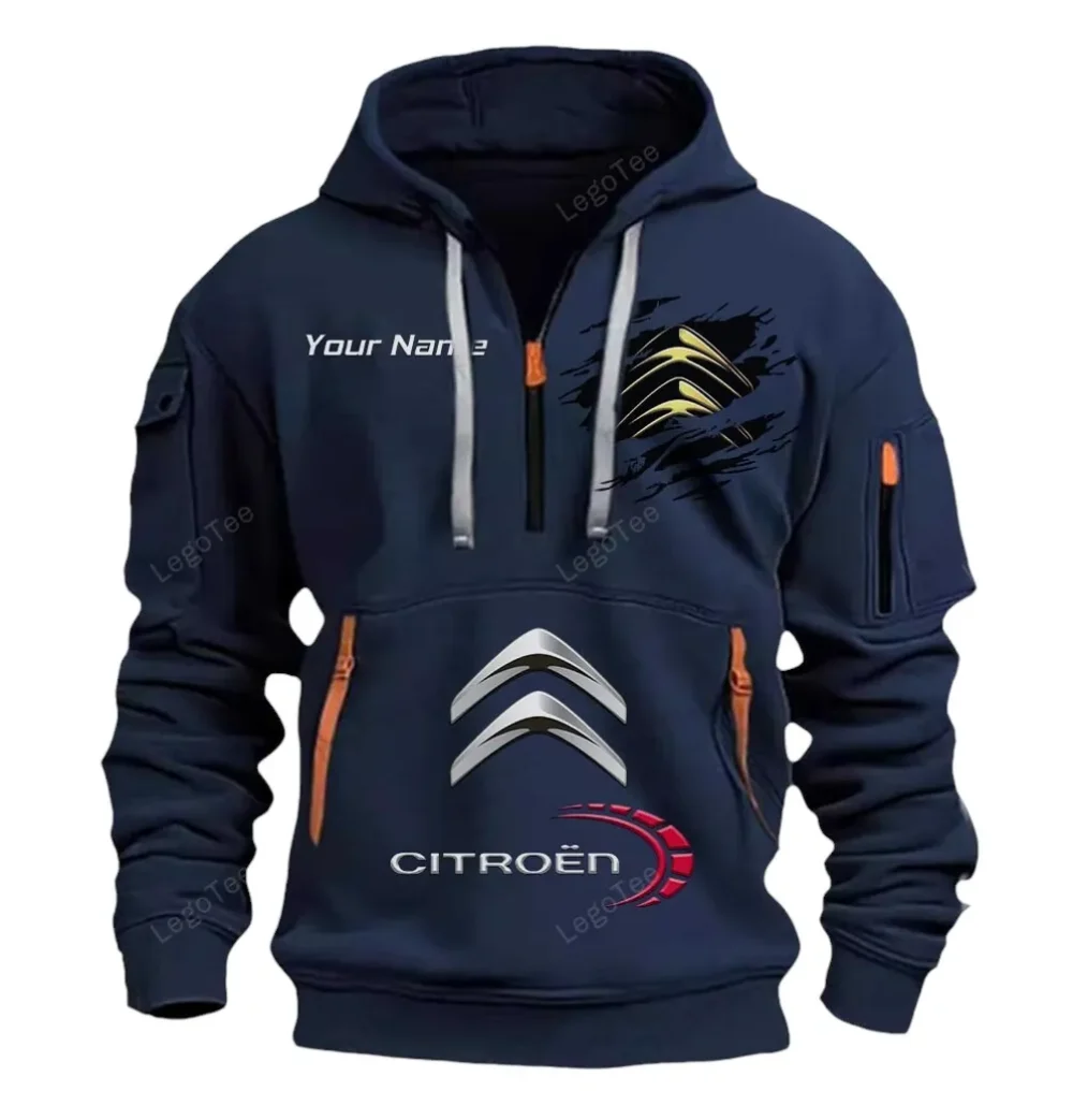 City Car Hoodie Half Zipper, Sport Spirit Hoodie CAR113 - Navy - Image 2