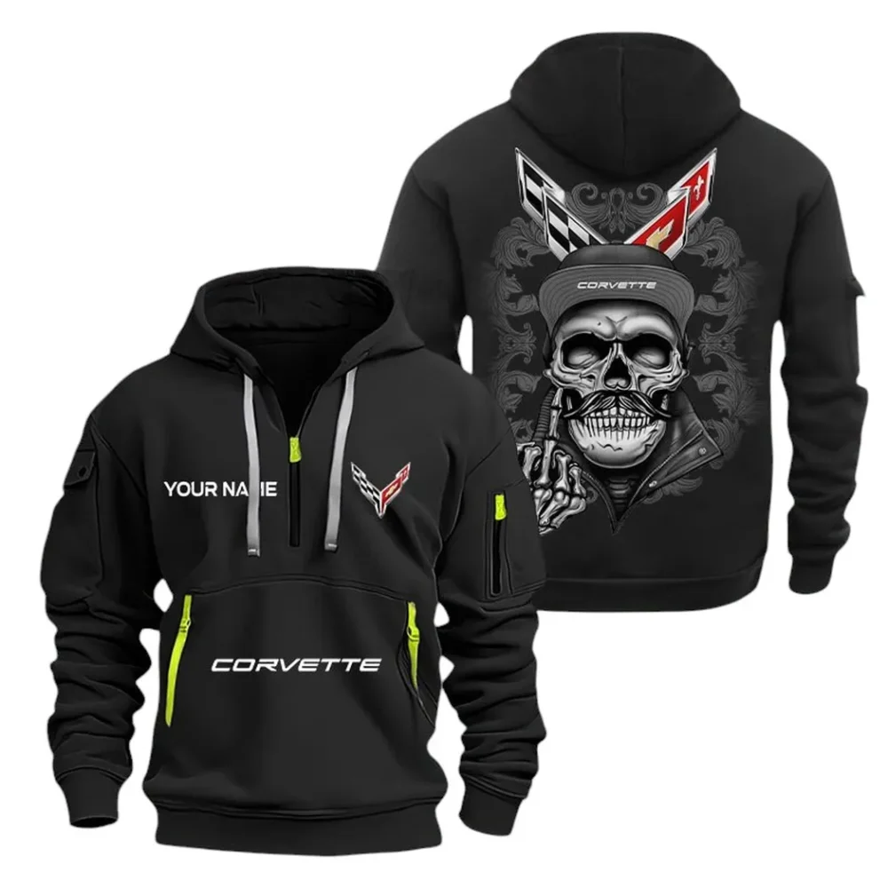 Sports Icon Hoodie Half Zipper, Bold Fan Hoodie CAR166 - Black - Image 2