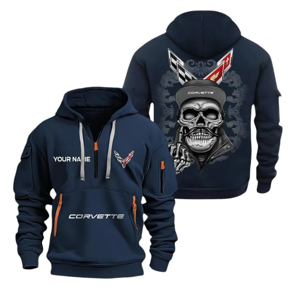 V8 Power Hoodie Half Zipper, Active Spirit Hoodie CAR166 - Navy - Image 2