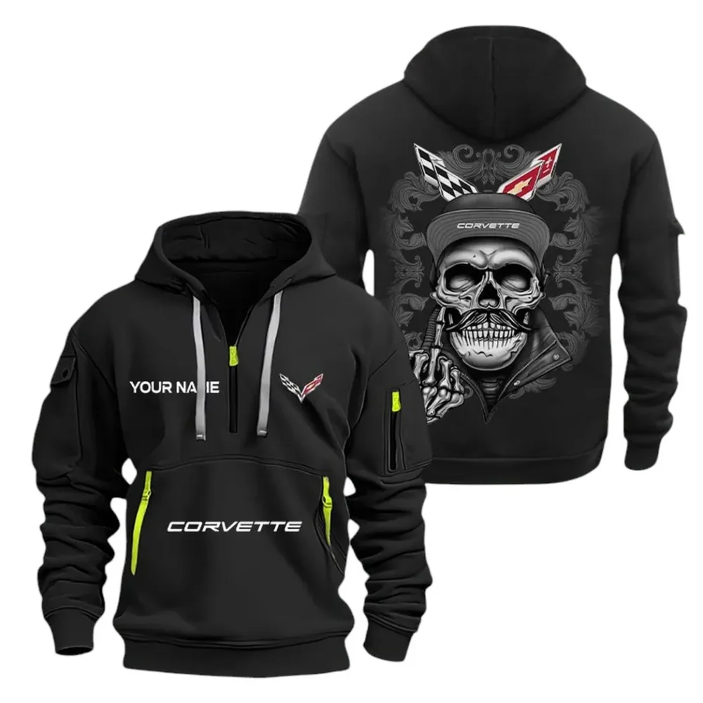 Classic Sports Car Hoodie Half Zipper, Game Ready Half-Zip Hoodie CAR166 - Black - Image 2