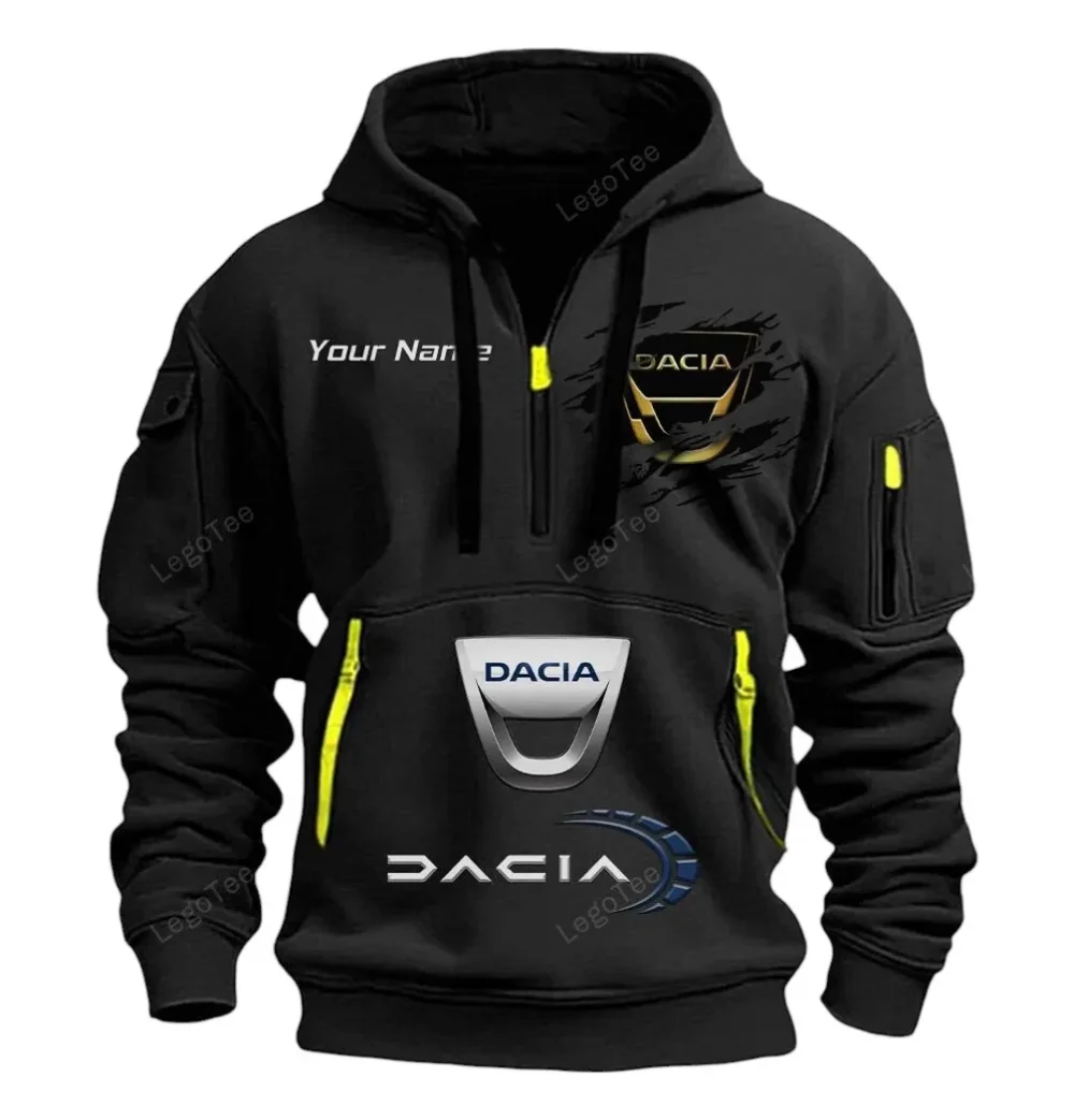 Drivemax Vehicles Hoodie Half Zipper, Sporty Fan Half-Zip Hoodie CAR113 - Black - Image 2