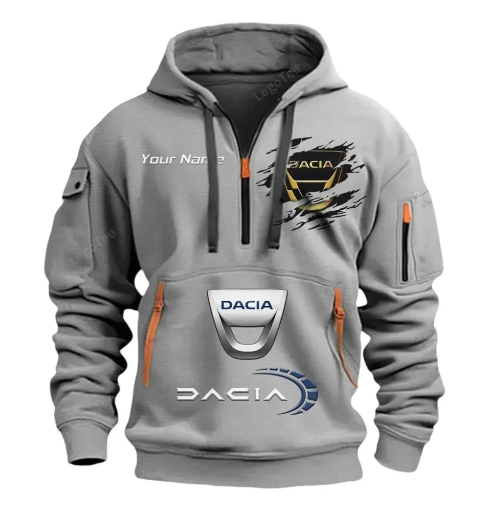 Dynamicpower Motors Hoodie Half Zipper, Athletic Fan Half-Zip Hoodie CAR113 - Gray - Image 2