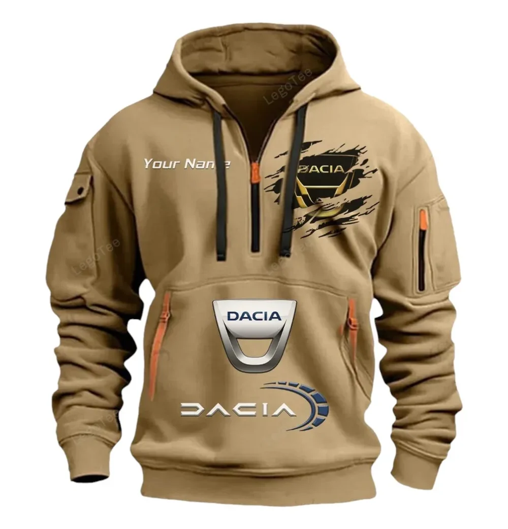 Digipower Machines Hoodie Half Zipper, Classic Sport Half-Zip Hoodie CAR113 - Khaki - Image 2