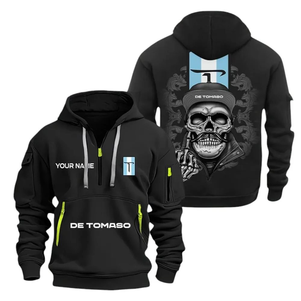 Luxury Muscle Hoodie Half Zipper, Classic Sport Half-Zip Hoodie CAR166 - Black - Image 2