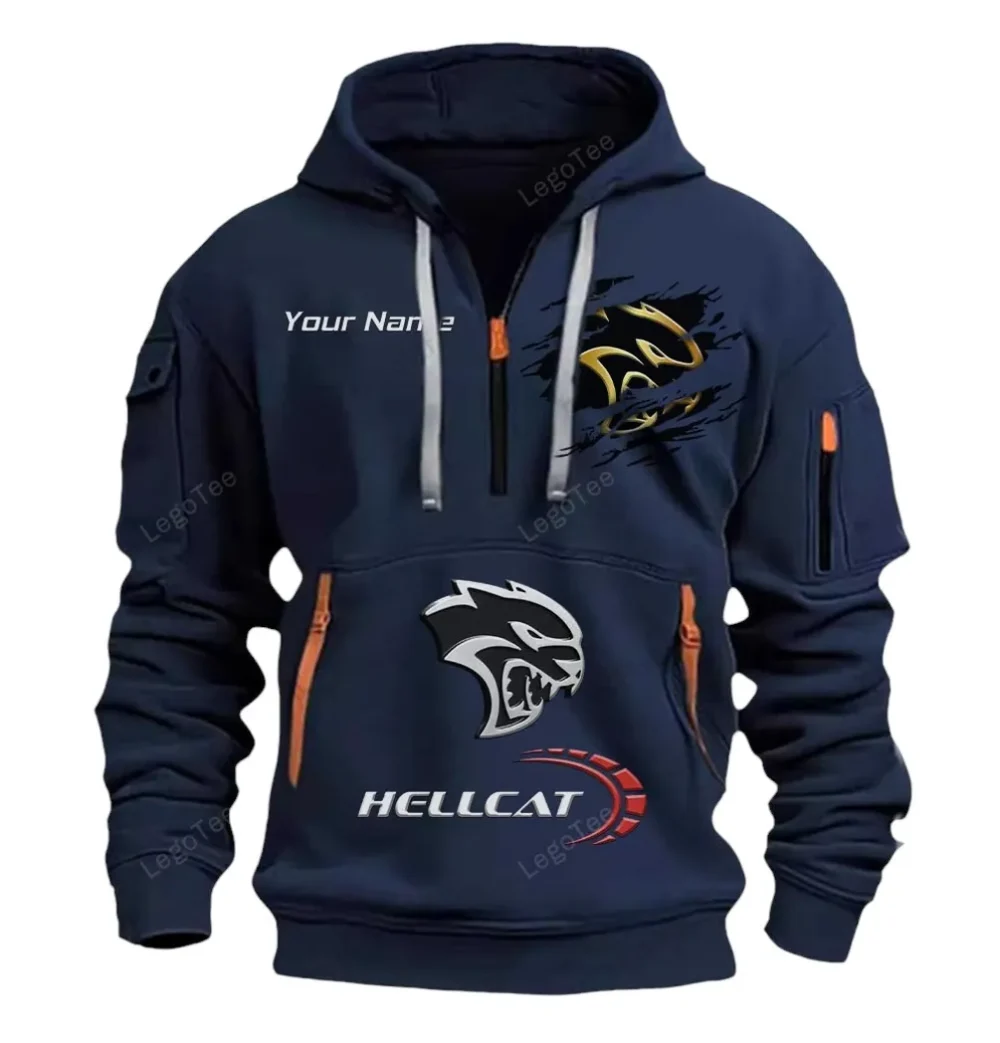 Street Beast Coupe Hoodie Half Zipper, Supporter Spirit Hoodie CAR113 - Navy - Image 2