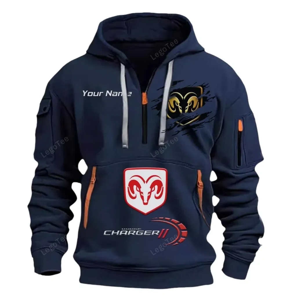 Muscle Sedan Hoodie Half Zipper, Performance Fan Hoodie CAR113 - Navy - Image 2