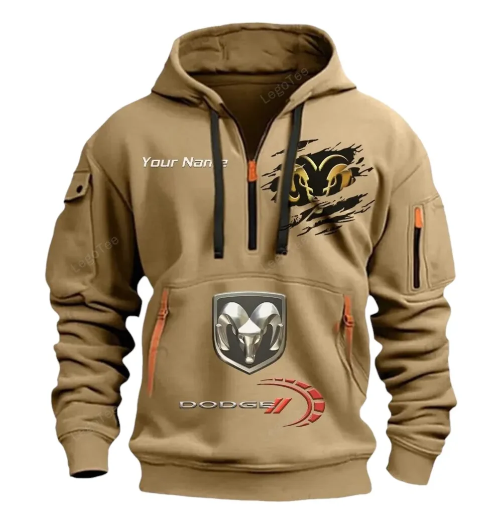 Power Car Hoodie Half Zipper, Everyday Fan Hoodie CAR113 - Khaki - Image 2