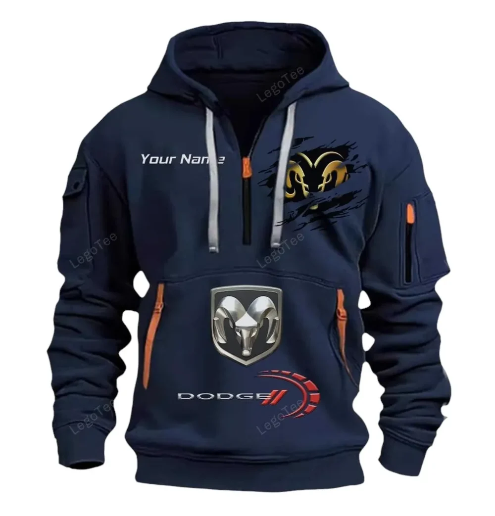 Street Machine Hoodie Half Zipper, Streetwear Fan Hoodie CAR113 - Navy - Image 2