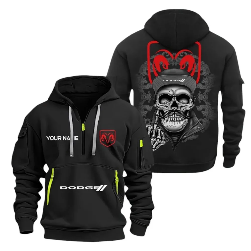 Drag Racing Vehicle Hoodie Half Zipper, Classic Sport Half-Zip Hoodie CAR166 - Black - Image 2