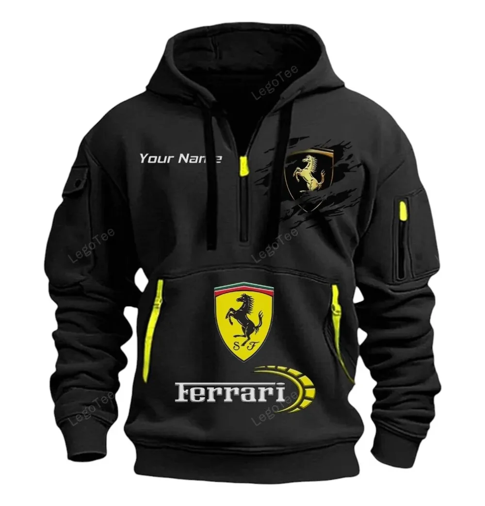 Engineered Car Hoodie Half Zipper, Everyday Comfort Half-Zip Hoodie CAR113 - Black - Image 2