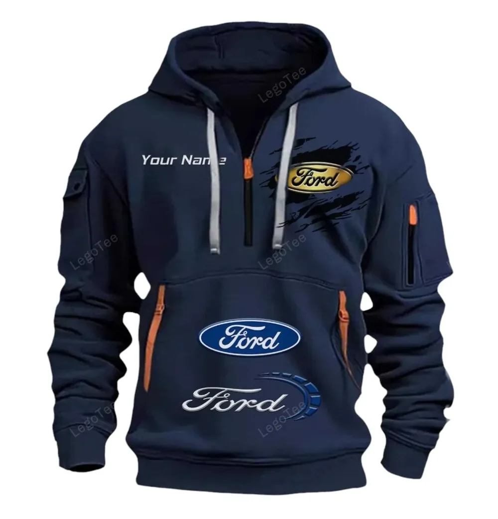 Muscle Car Hoodie Half Zipper, Game Ready Half-Zip Hoodie CAR113 - Navy - Image 2