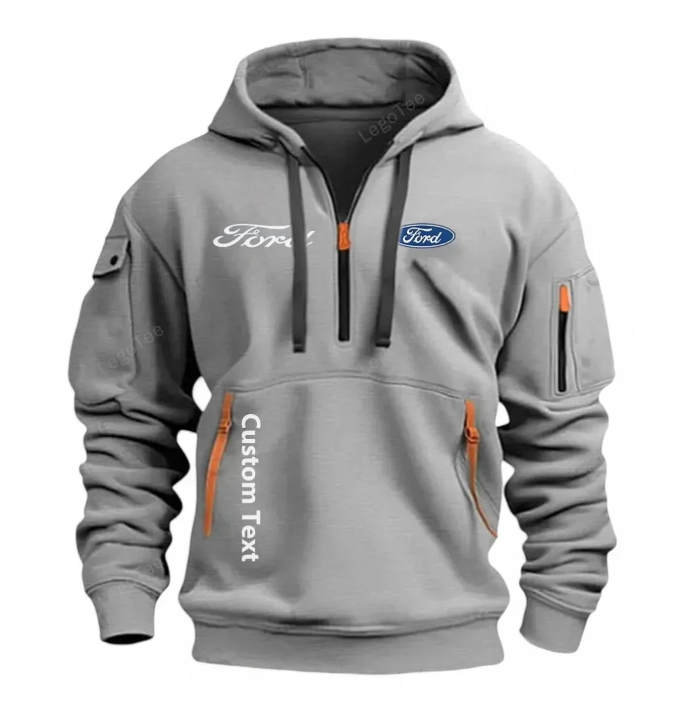 Vintage Ride Hoodie Half Zipper, True Supporter Half-Zip Hoodie CAR112 - Gray - Image 2