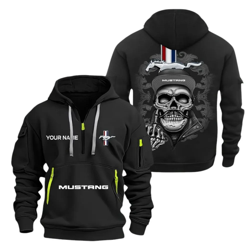 Two-Door Sports Car Hoodie Half Zipper, True Fan Hoodie CAR166 - Black - Image 2