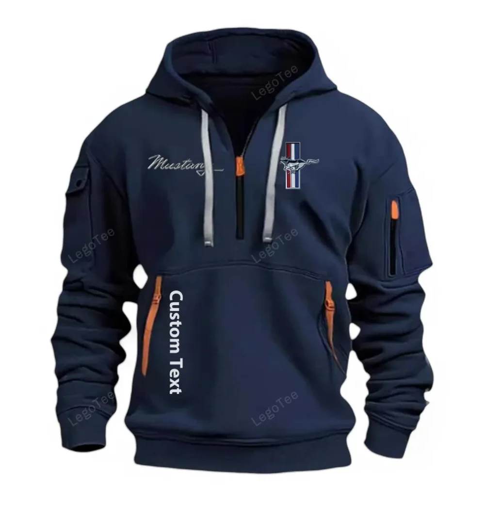 Classic American Car Hoodie Half Zipper, Game Day Half-Zip Hoodie CAR112 - Navy - Image 2