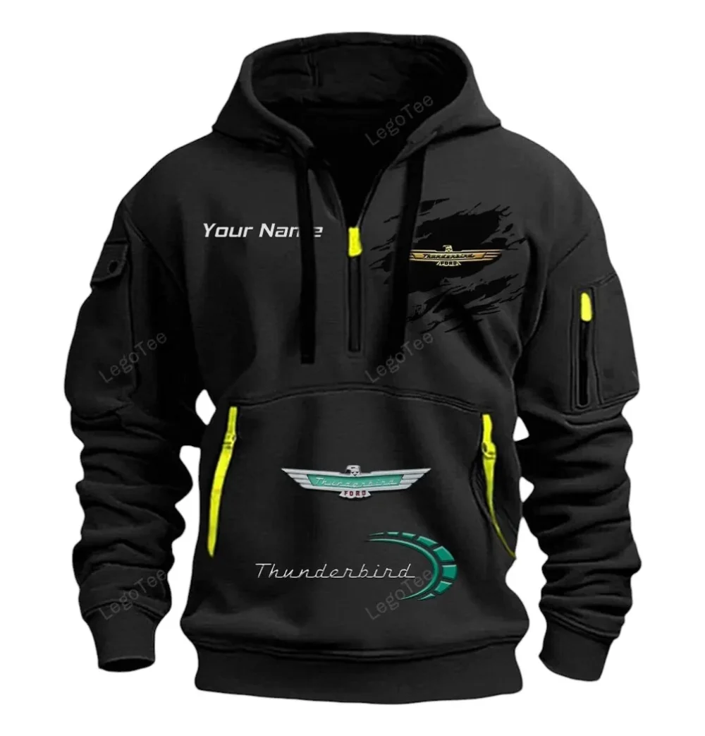 Driving Machine Hoodie Half Zipper, Sport Spirit Hoodie CAR113 - Black - Image 2
