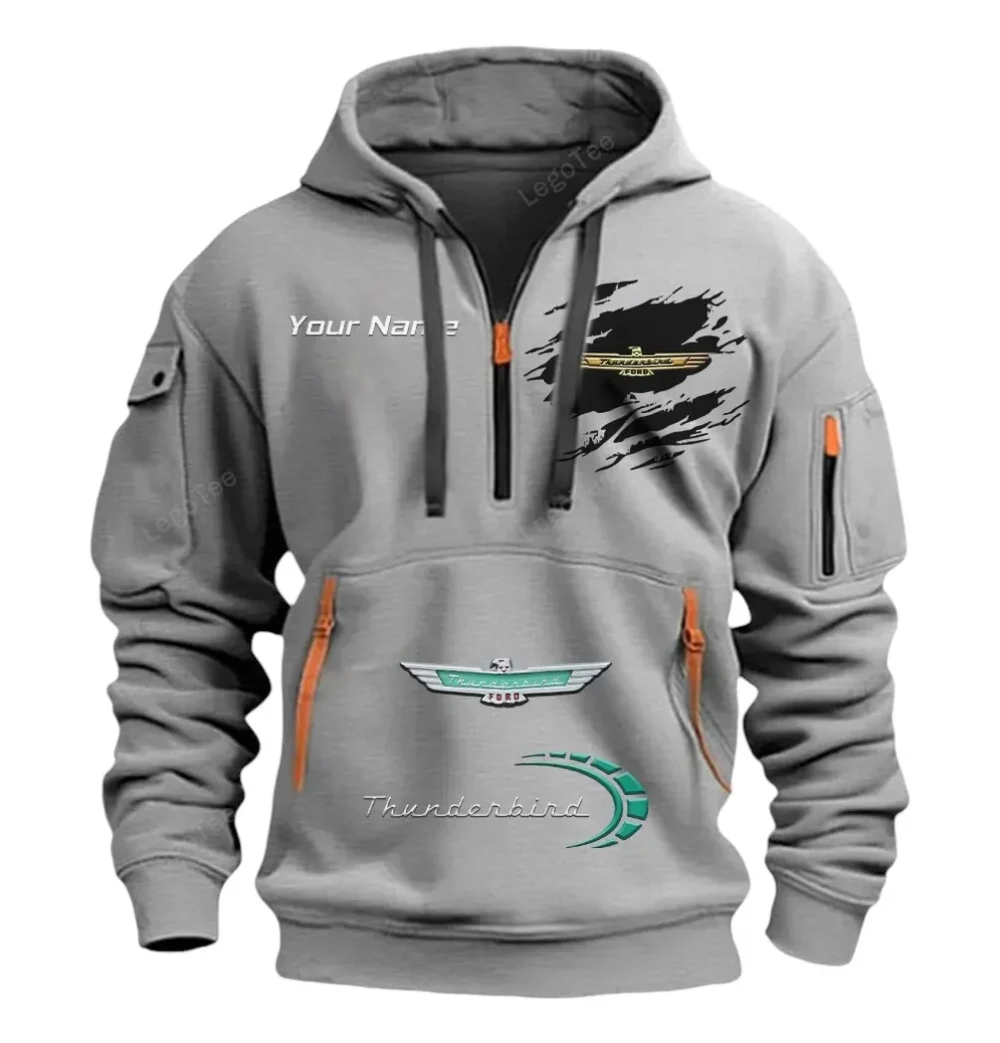 Compact Work Machine Hoodie Half Zipper, Modern Sport Hoodie CAR113 - Gray - Image 2