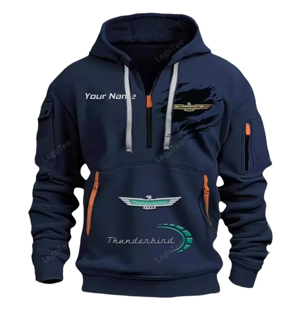 Classic Vehicle Hoodie Half Zipper, Sport Spirit Hoodie CAR113 - Navy - Image 2