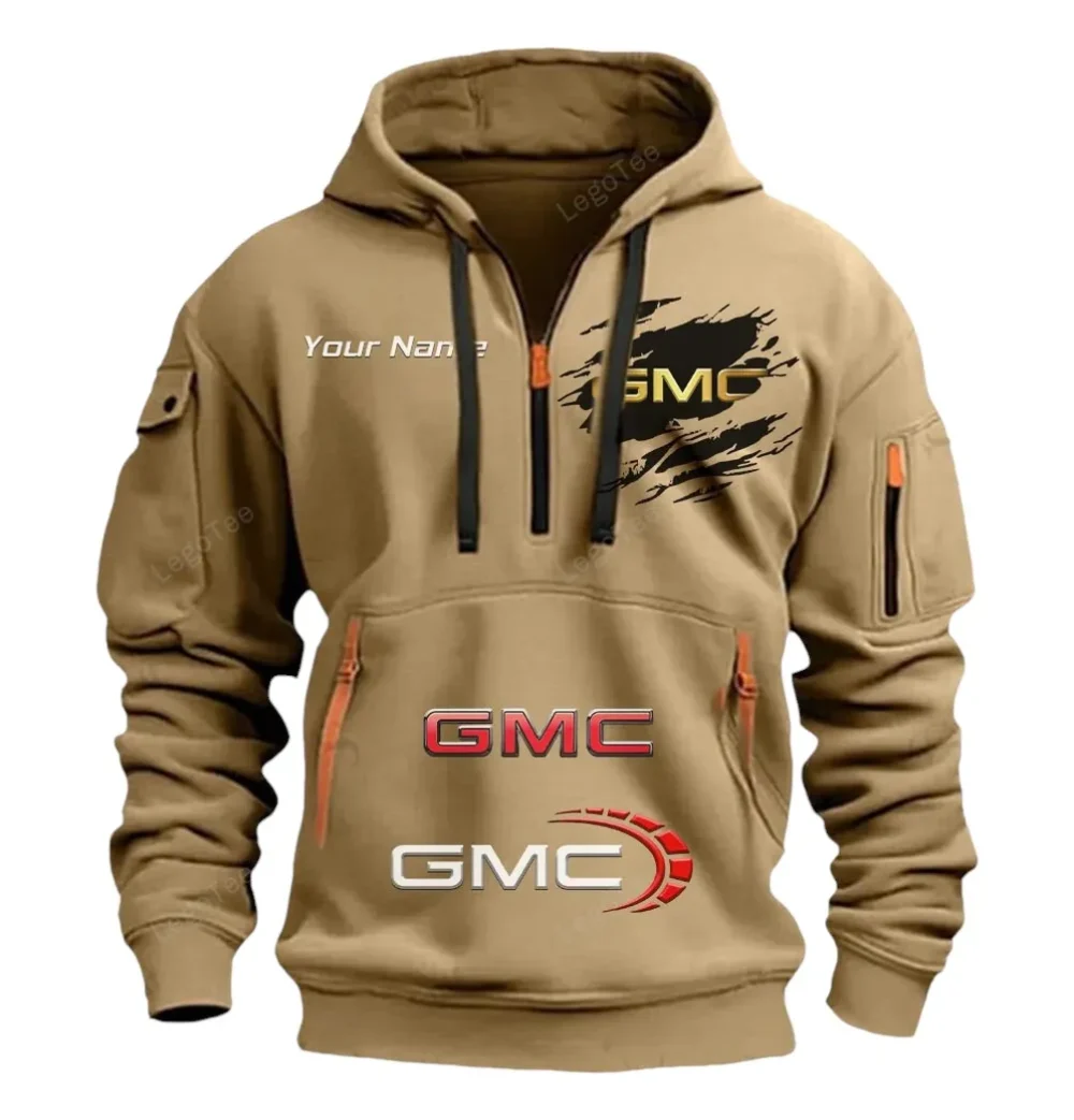 Full-Size Pickup Hoodie Half Zipper, True Fan Hoodie CAR113 - Khaki - Image 2