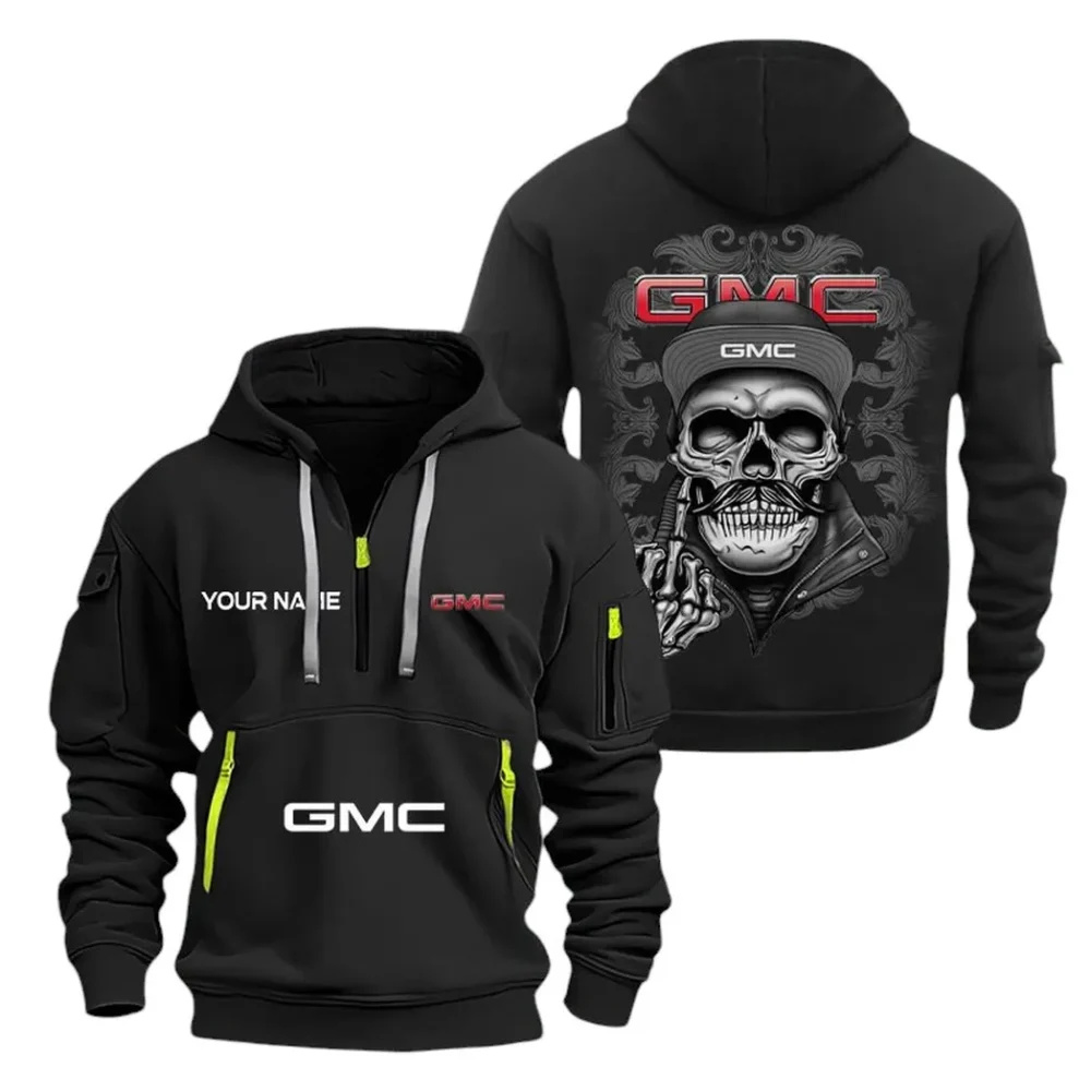 American Truck Hoodie Half Zipper, Casual Sport Half-Zip Hoodie CAR166 - Black - Image 2