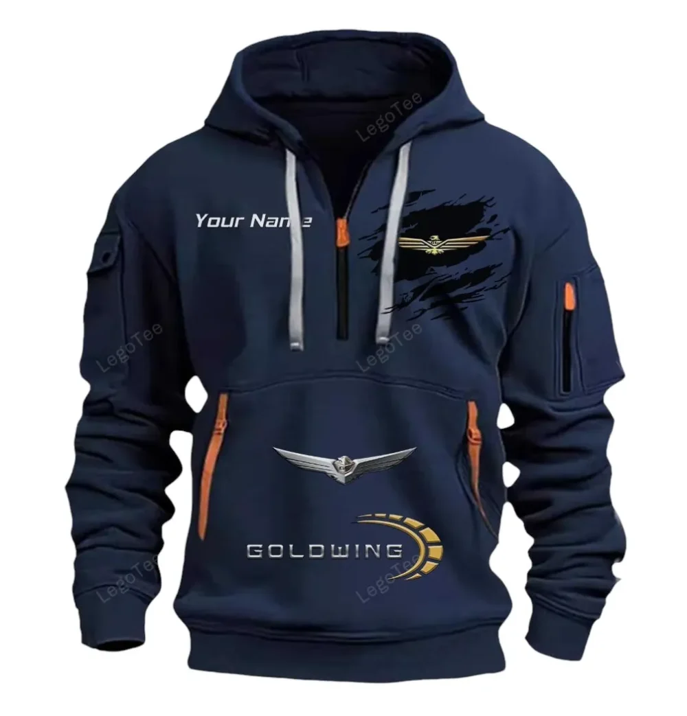 American Retro Vehicle Hoodie Half Zipper, Supporter Style Half-Zip Hoodie CAR113 - Navy - Image 2