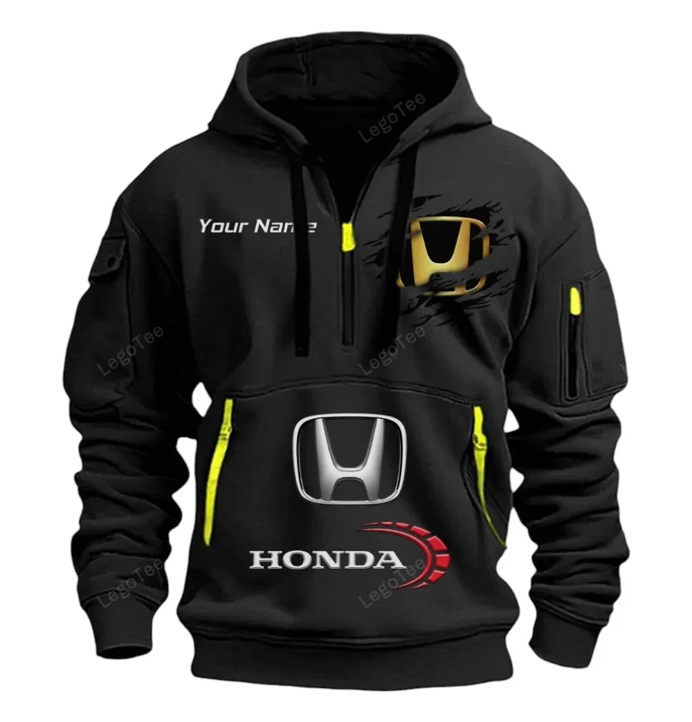 City Car Hoodie Half Zipper, Sport Spirit Hoodie CAR113 - Black - Image 2