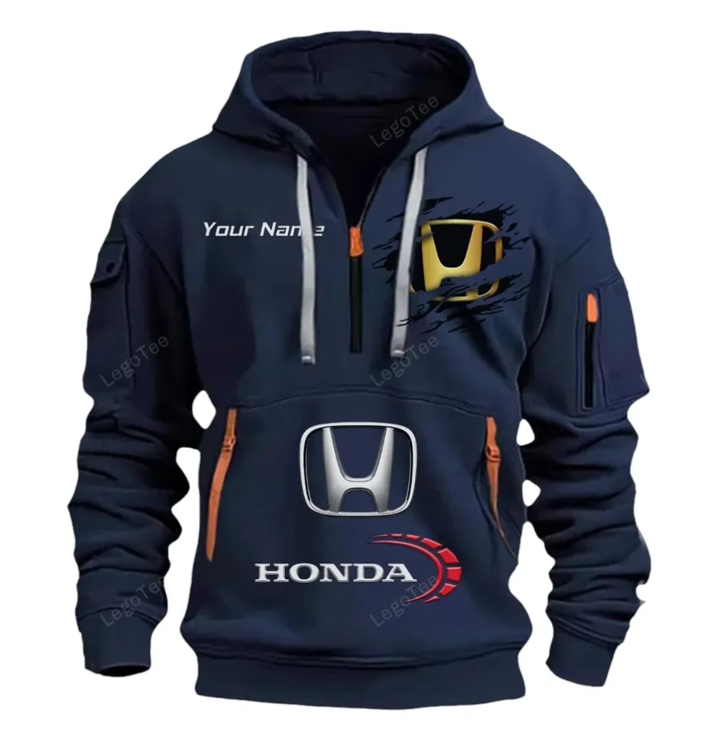 Sedan Hoodie Half Zipper, Casual Sport Half-Zip Hoodie CAR113 - Navy - Image 2