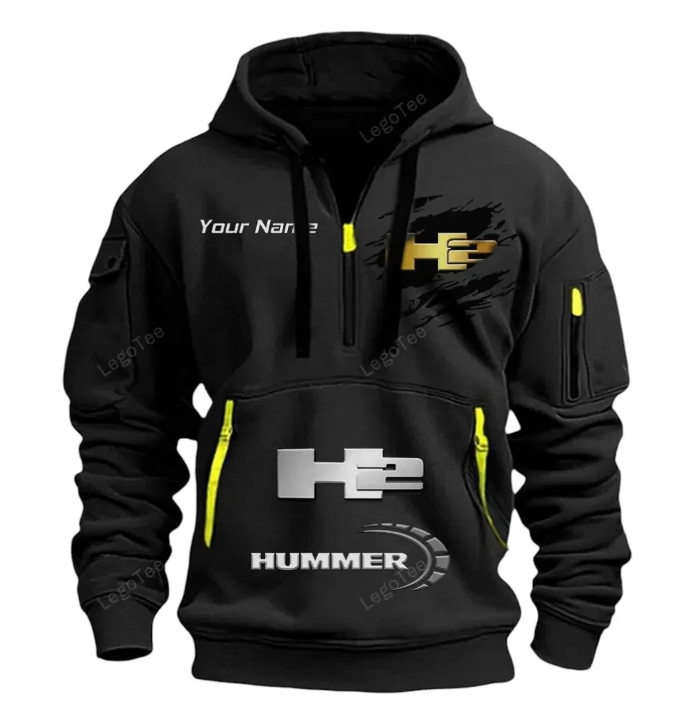 Heavy-Duty 4x4 Hoodie Half Zipper, Sporty Fan Half-Zip Hoodie CAR113 - Black - Image 2