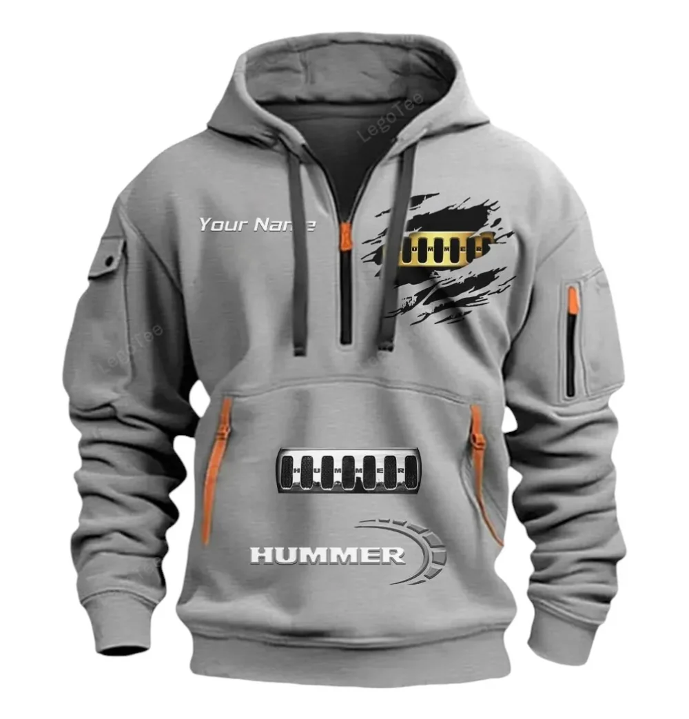Off-Road Vehicle Hoodie Half Zipper, Active Supporter Half-Zip Hoodie CAR113 - Gray - Image 2