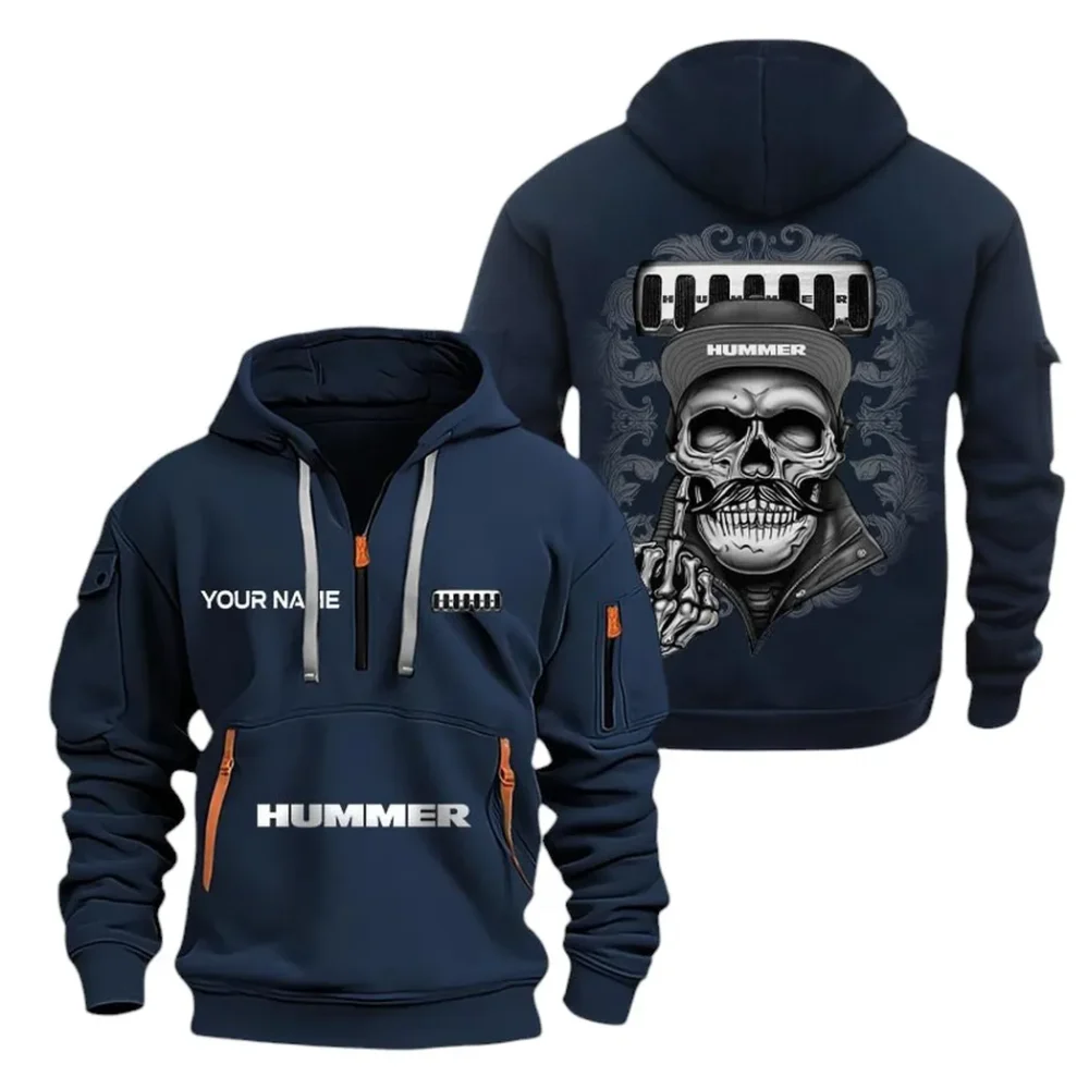 Adventure 4x4 Hoodie Half Zipper, Athletic Fan Half-Zip Hoodie CAR166 - Navy - Image 2