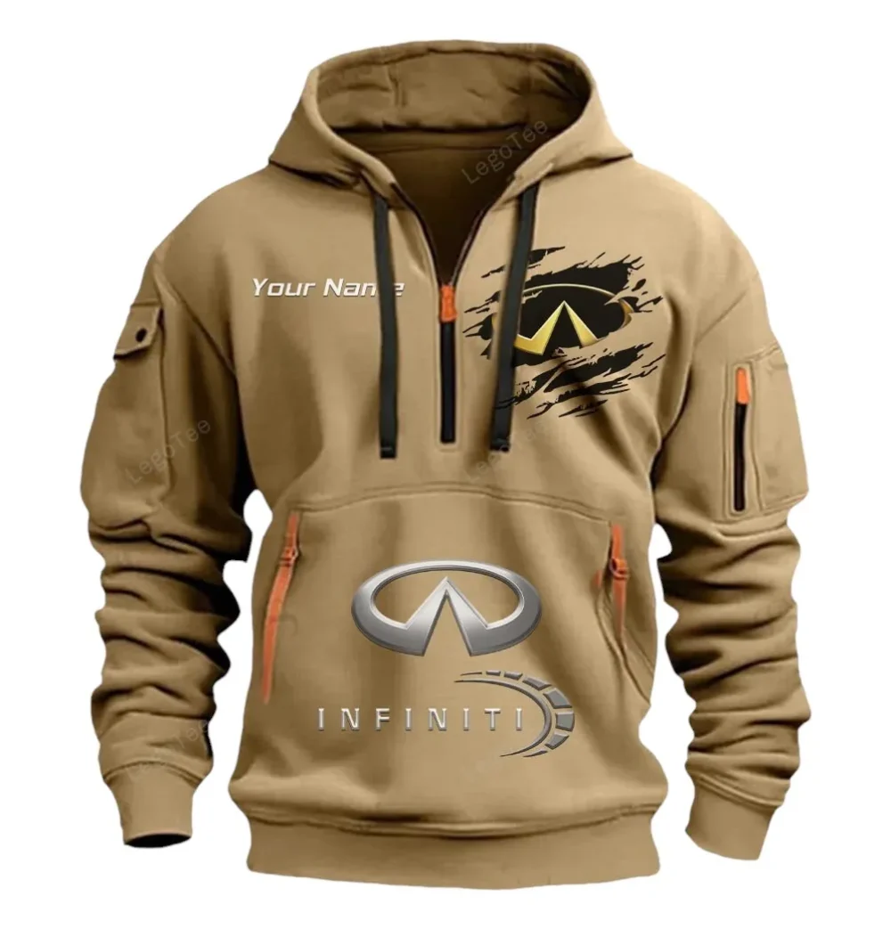 High-End Crossover Hoodie Half Zipper, Bold Fan Hoodie CAR113 - Khaki - Image 2