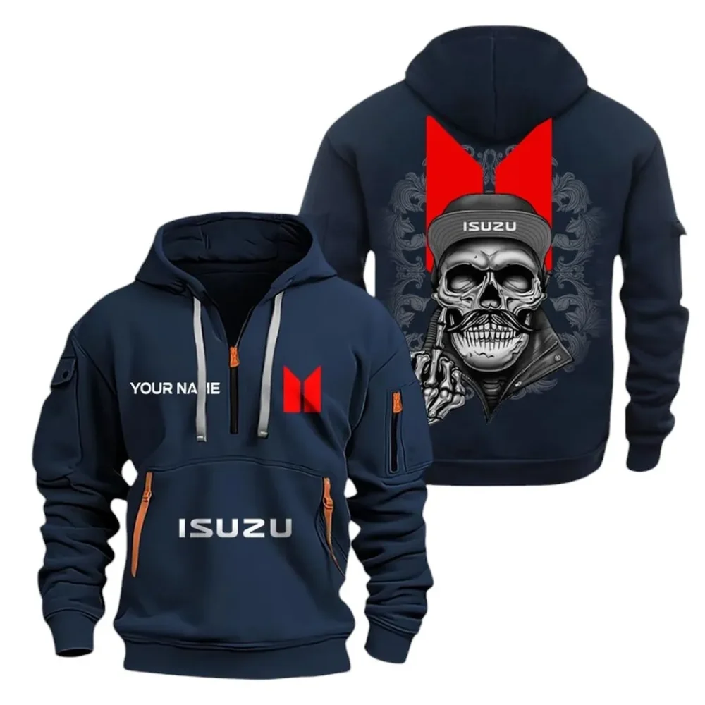 All-Terrain Truck Hoodie Half Zipper, Bold Energy Hoodie CAR166 - Navy - Image 2