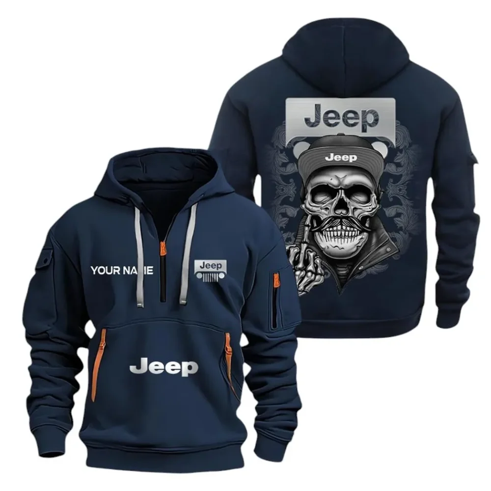 Terrain Auto Hoodie Half Zipper, Bold Energy Hoodie CAR166 - Navy - Image 2