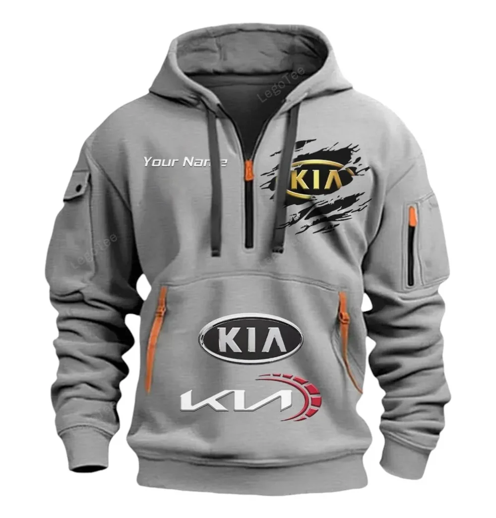 Compact SUV Hoodie Half Zipper, Active Supporter Half-Zip Hoodie CAR113 - Gray - Image 2