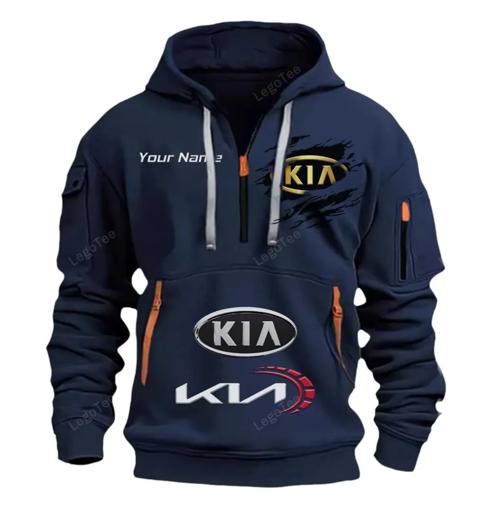 Family Sedan Hoodie Half Zipper, Bold Energy Hoodie CAR113 - Navy - Image 2