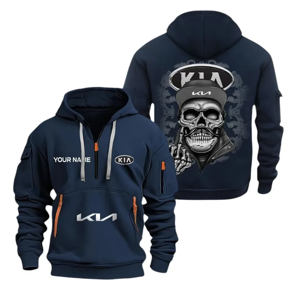 Everyday Vehicle Hoodie Half Zipper, True Fan Hoodie CAR166 - Navy - Image 2