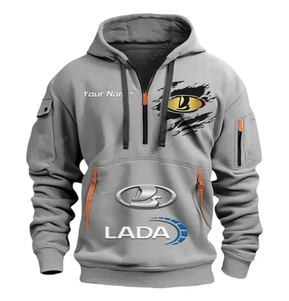 Budget Vehicle Hoodie Half Zipper, All-Season Fan Half-Zip Hoodie CAR113 - Gray - Image 2