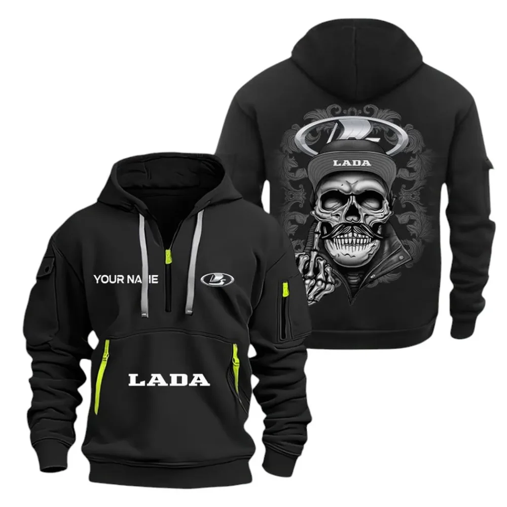 Family Car Hoodie Half Zipper, Everyday Fan Hoodie CAR166 - Black - Image 2