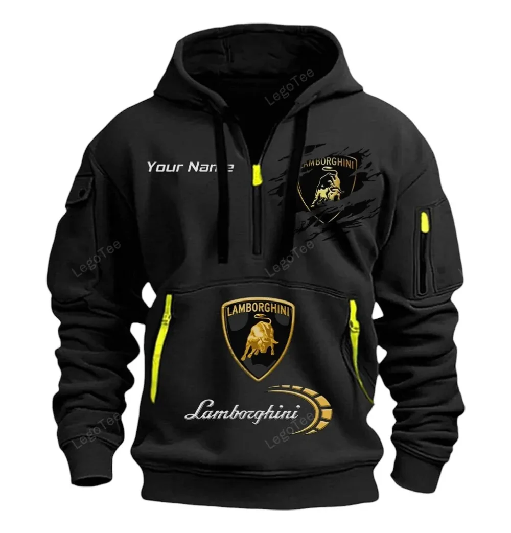 Exotic Sports Car Hoodie Half Zipper, Modern Sport Hoodie CAR113 - Black - Image 2