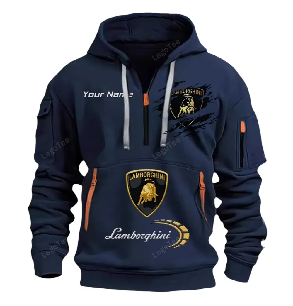 Luxury Vehicle Hoodie Half Zipper, Fan Pride Half-Zip Hoodie CAR113 - Navy - Image 2