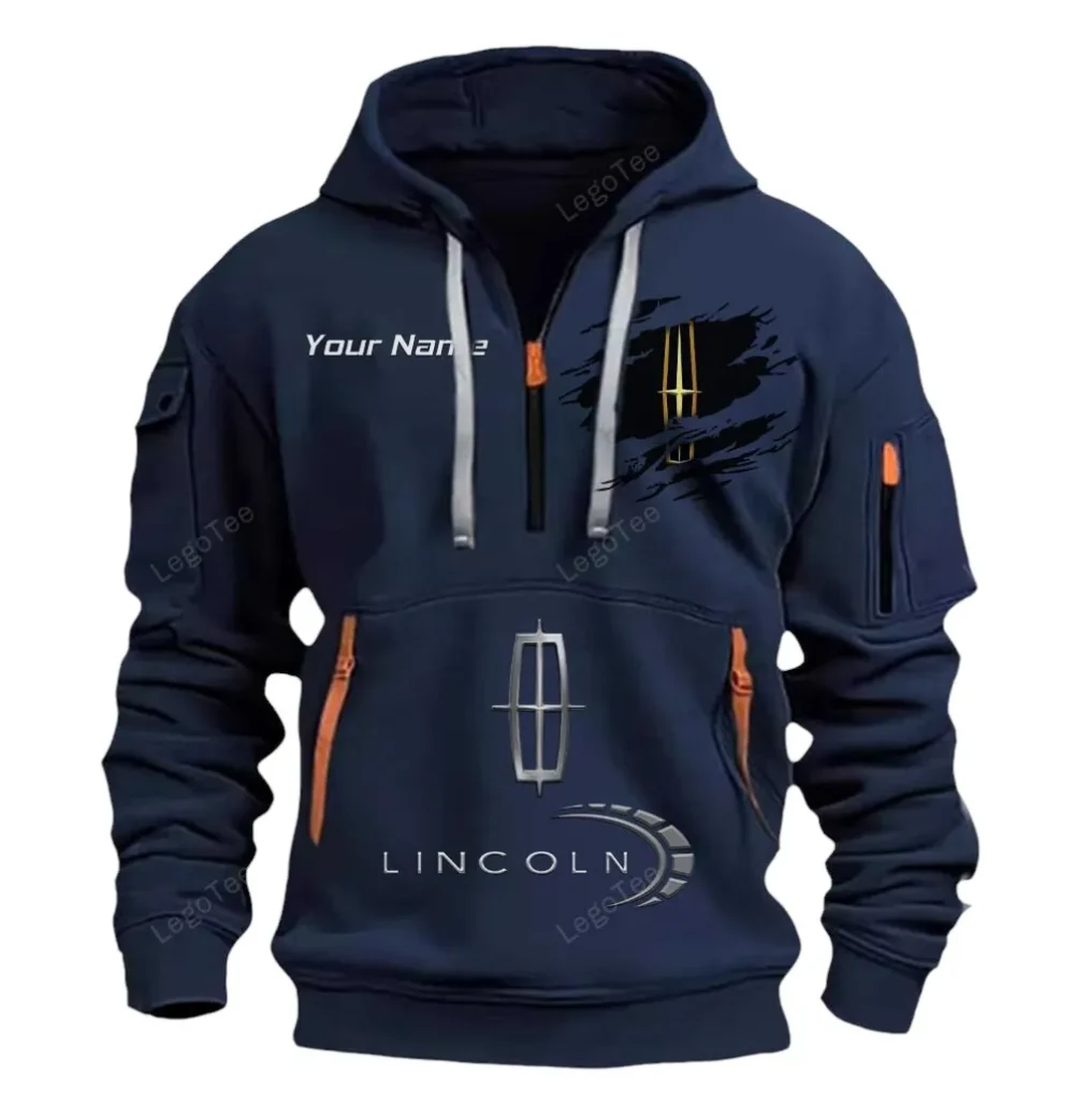 Elegant Auto Hoodie Half Zipper, Classic Sport Half-Zip Hoodie CAR113 - Navy - Image 2