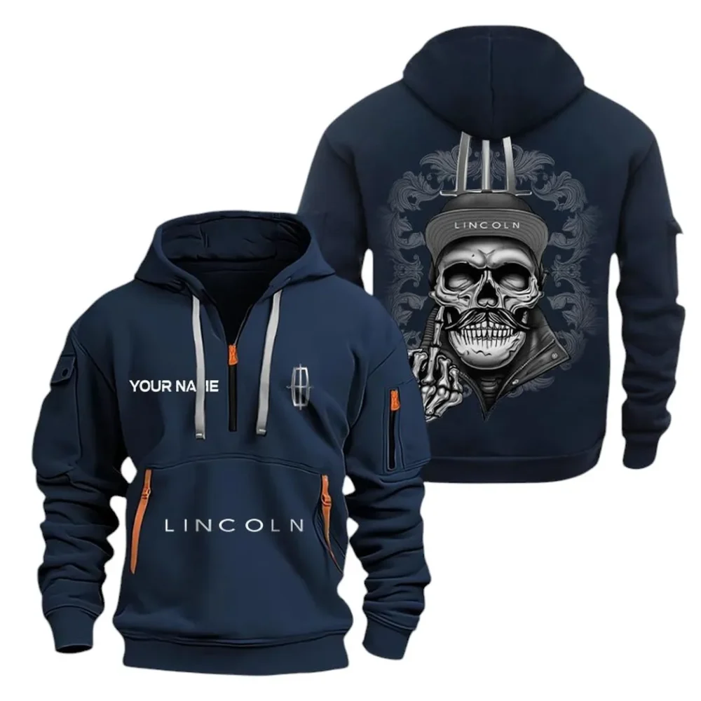 Car Hoodie Half Zipper, Warm Up Hoodie CAR166 - Navy - Image 2