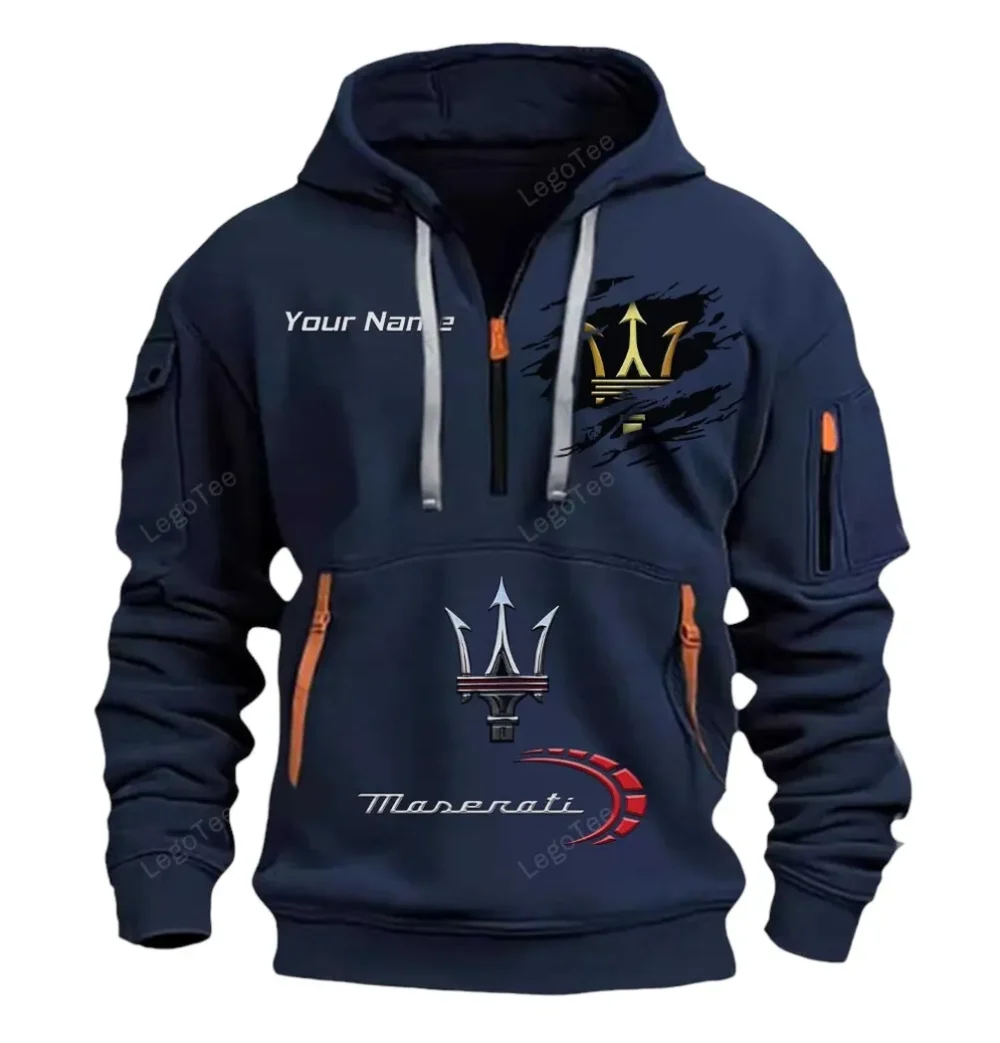 Performance Car Hoodie Half Zipper, All-Season Fan Half-Zip Hoodie CAR113 - Navy - Image 2