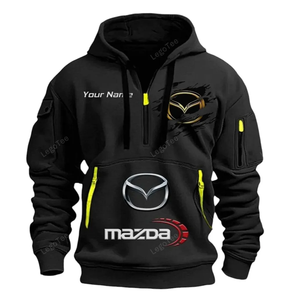 Touring Car Hoodie Half Zipper, True Fan Hoodie CAR113 - Black - Image 2