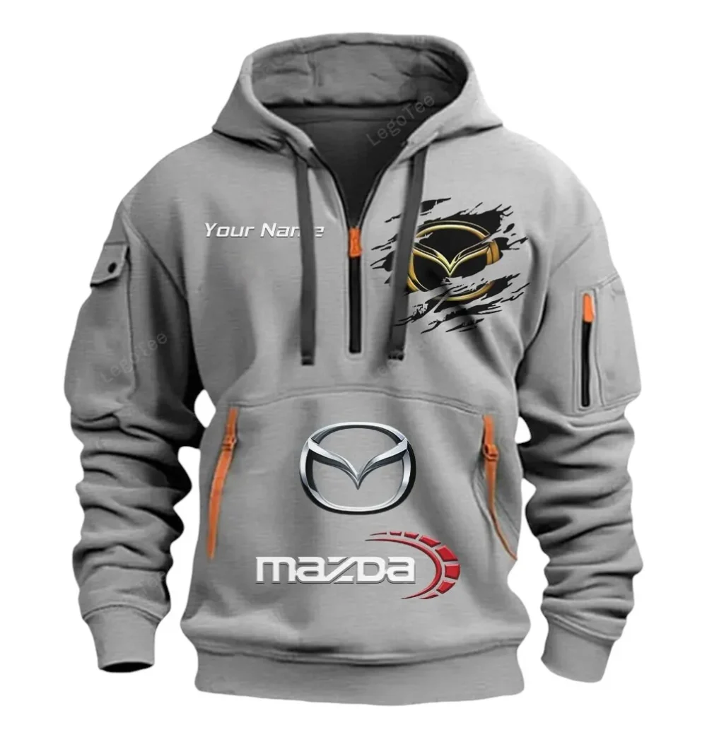 Compact Car Hoodie Half Zipper, Fan Pride Half-Zip Hoodie CAR113 - Gray - Image 2