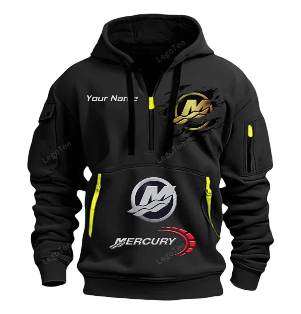 Ocean Engine Hoodie Half Zipper, Everyday Fan Hoodie CAR113 - Black - Image 2