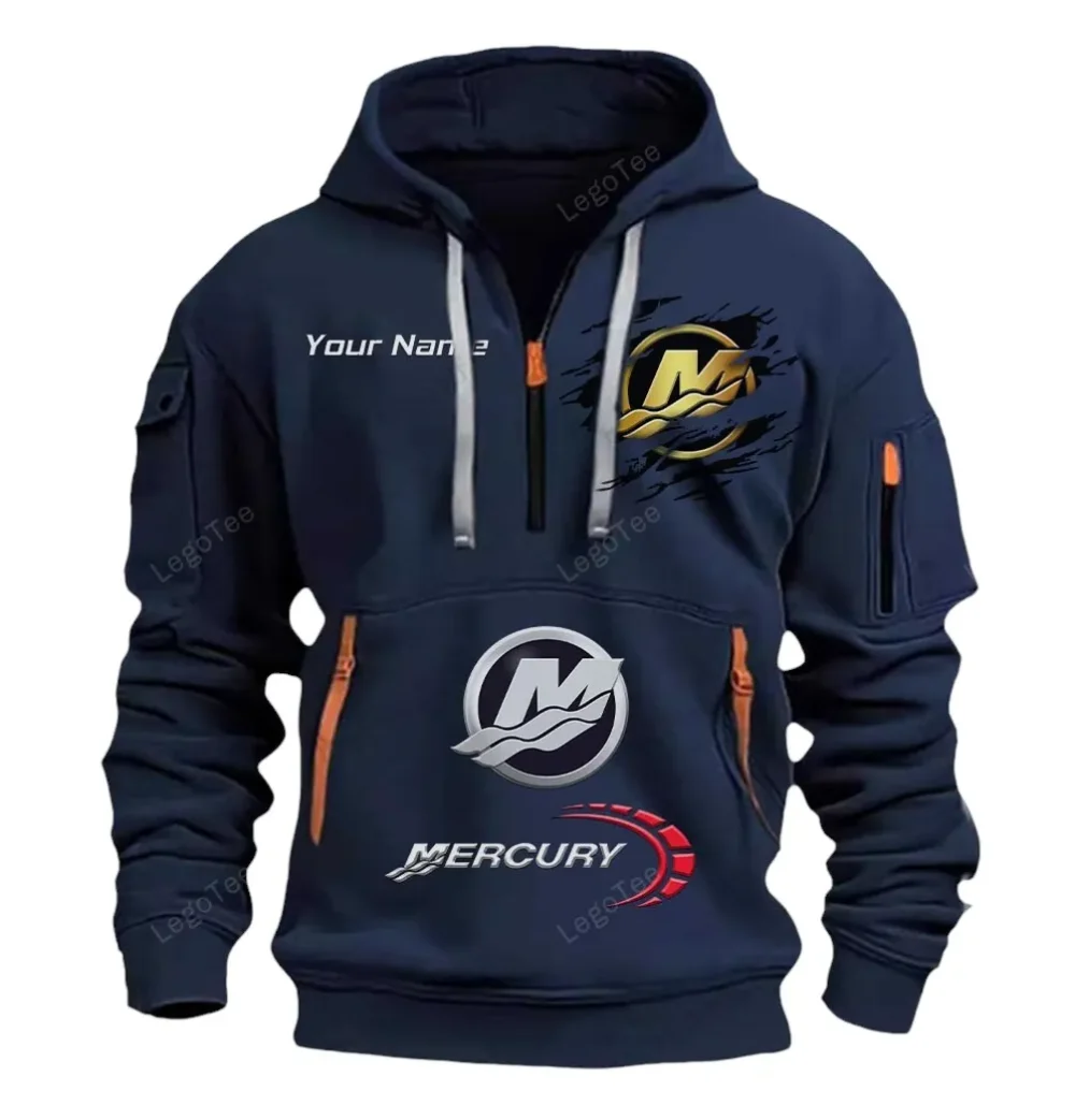 Boat Power Hoodie Half Zipper, All-Season Fan Half-Zip Hoodie CAR113 - Navy - Image 2