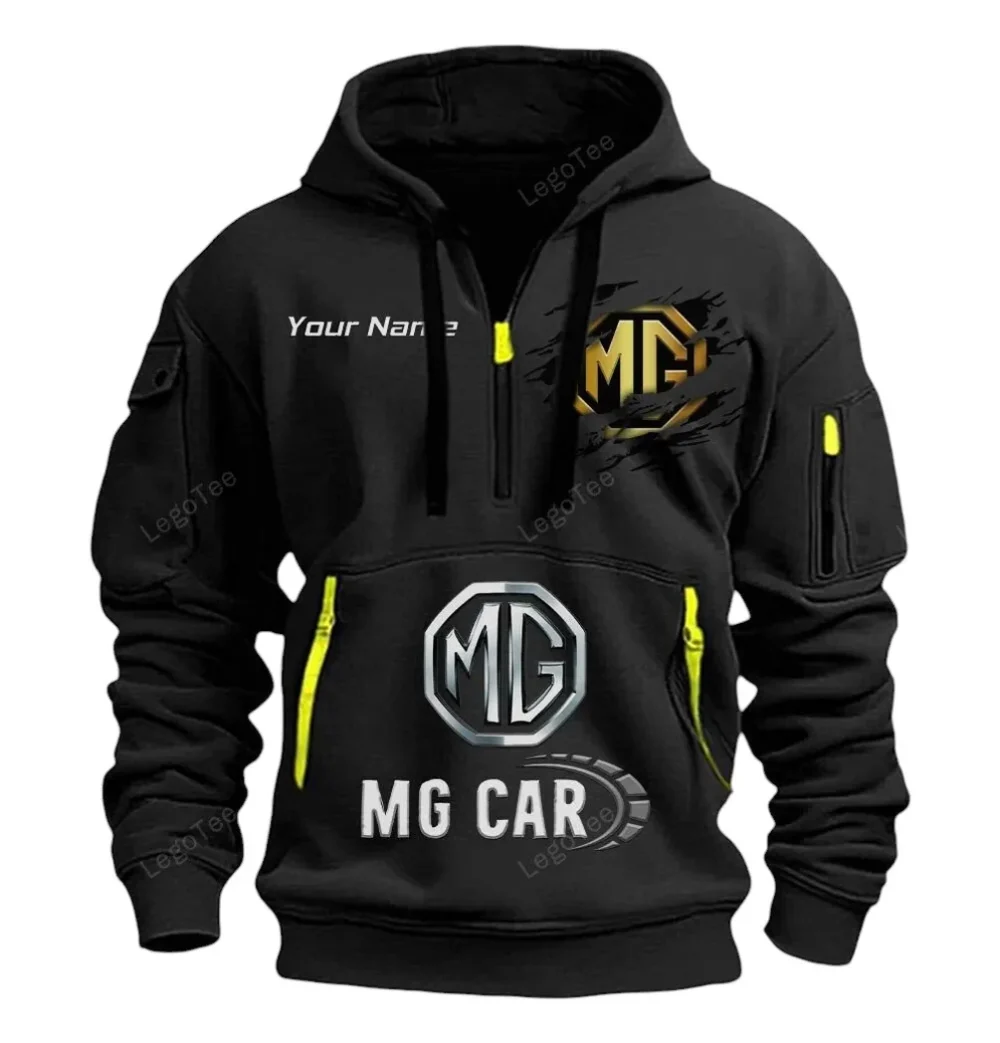 Classic British Car Hoodie Half Zipper, Bold Energy Hoodie CAR113 - Black - Image 2