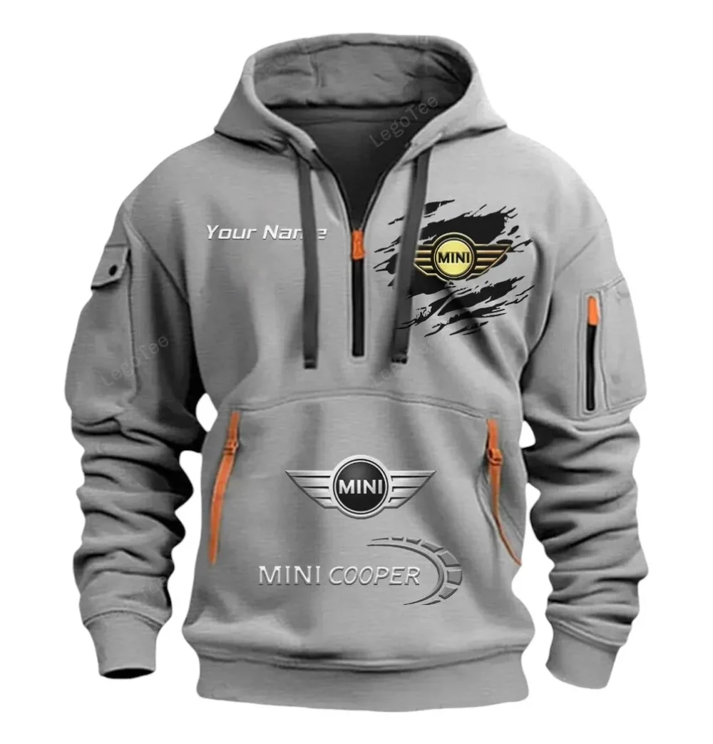 Urban Two-Door Hoodie Half Zipper, True Fan Hoodie CAR113 - Gray - Image 2