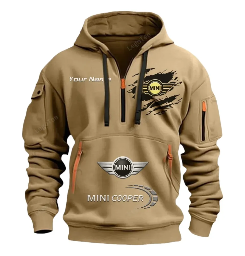 Compact Car Hoodie Half Zipper, True Supporter Half-Zip Hoodie CAR113 - Khaki - Image 2